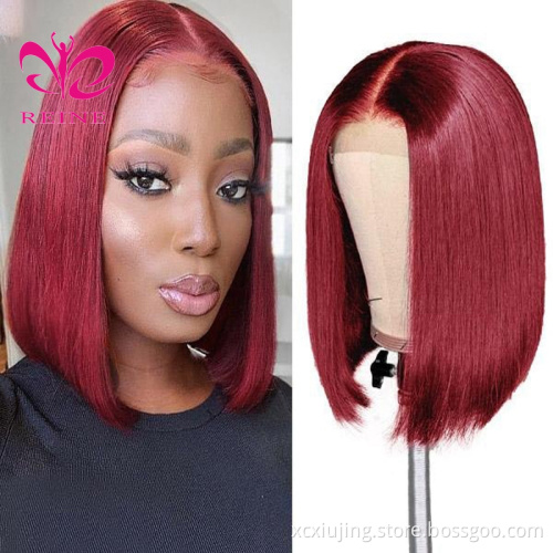 Ombre Bob Lace Frontal Wig Human Hair Brazilian Virgin Remy Hair Glueless Short Silky Straight Bob Wig with Pre-plucked Hairline
